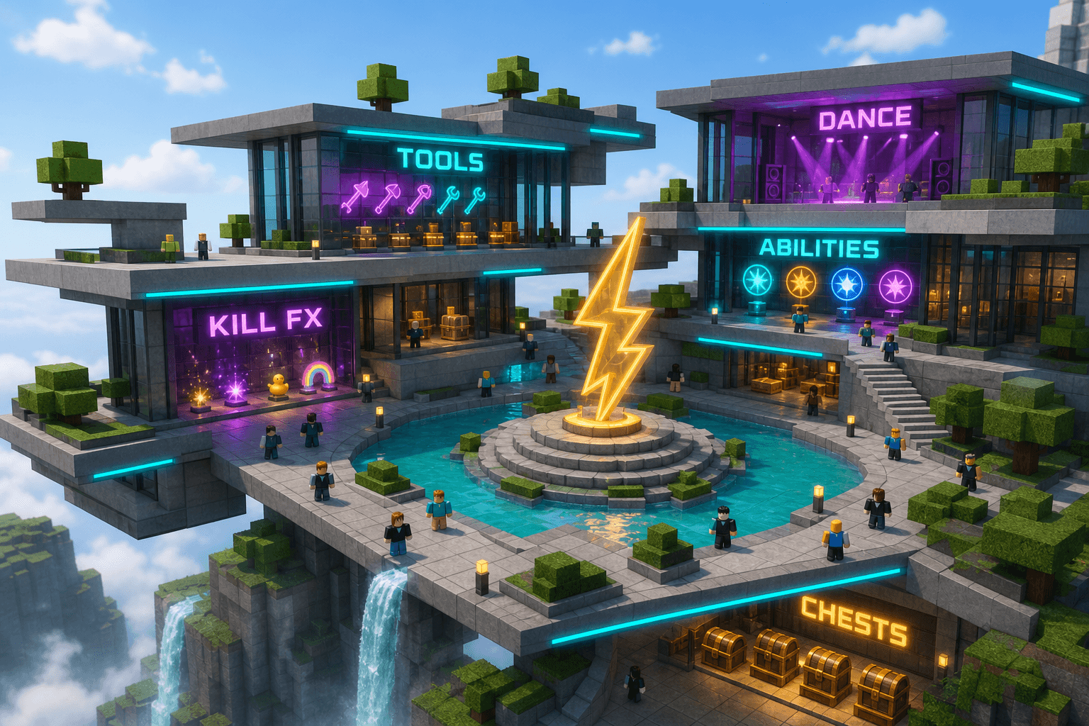 Roblox Home Charge Hub with shop floors